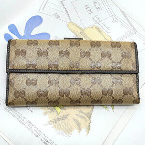 Auth Gucci Gg Crystal Canvas X Leather #198546G61